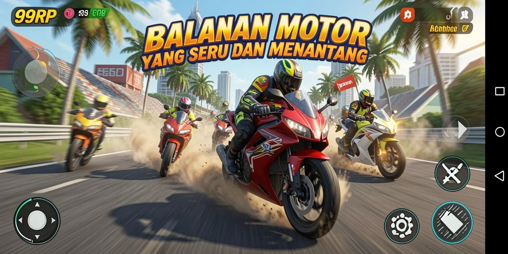 Tampilan menakjubkan dari gameplay balapan motor seru.
