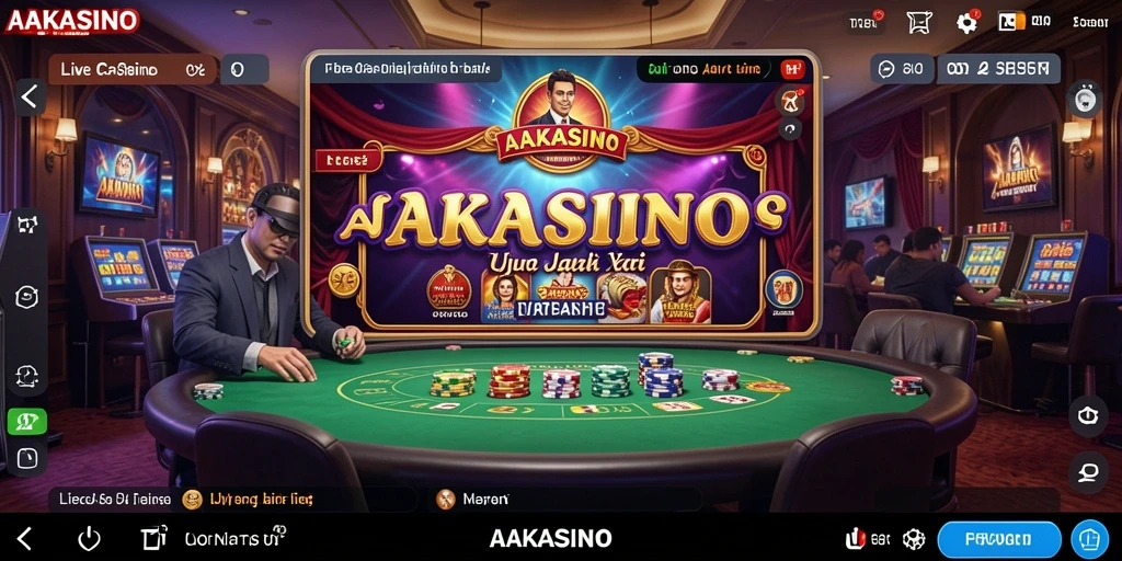 Screenshot AAKASINO menampilkan dealer langsung dan keseruan permainan.