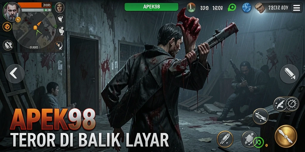 Screenshot APEK88 menampilkan suasana mencekam dan gameplay yang intens.