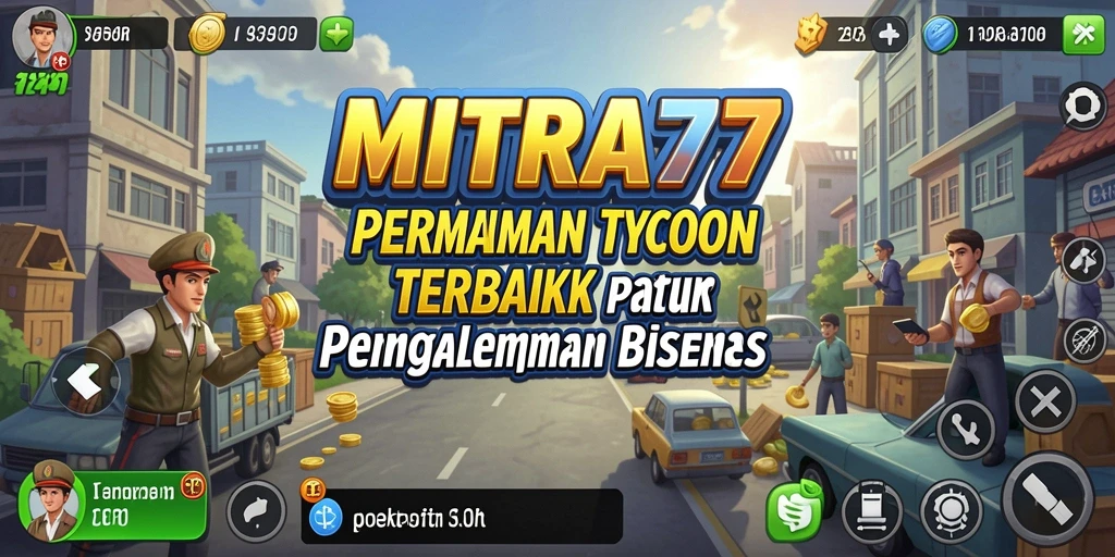 Tampilan gameplay <strong>MITRA77</strong> yang menonjolkan strategi bisnis yang seru.