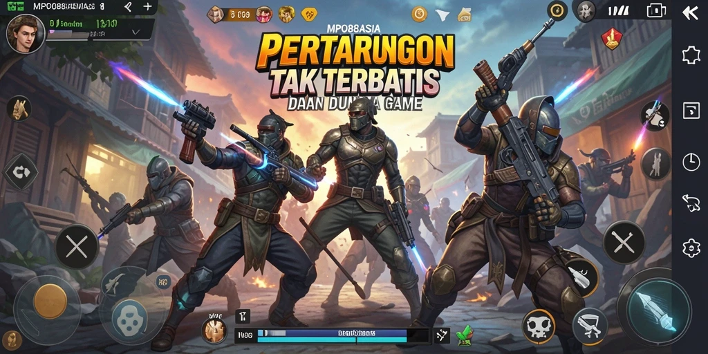 Screenshot MPO88ASIA menampilkan karakter bertarung dalam arena yang memukau.