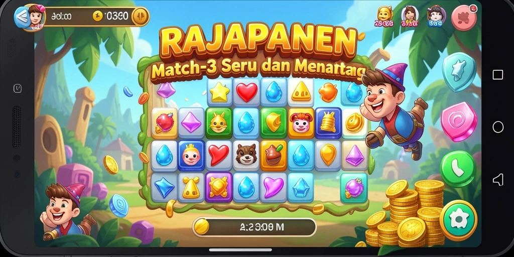 Gameplay seru RAJAPANEN dengan banyak level Match-3.