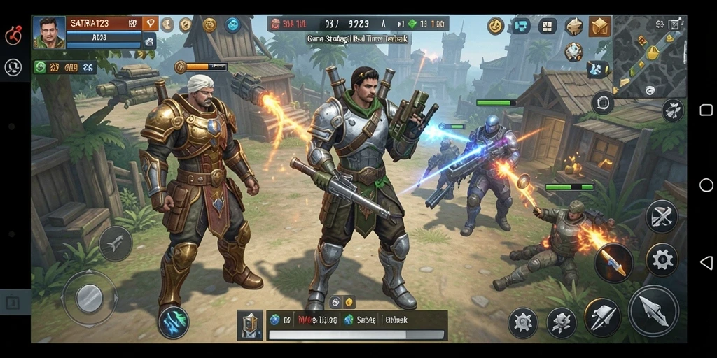 Screenshot gameplay SATRIA123 menampilkan strategi pertempuran yang seru.