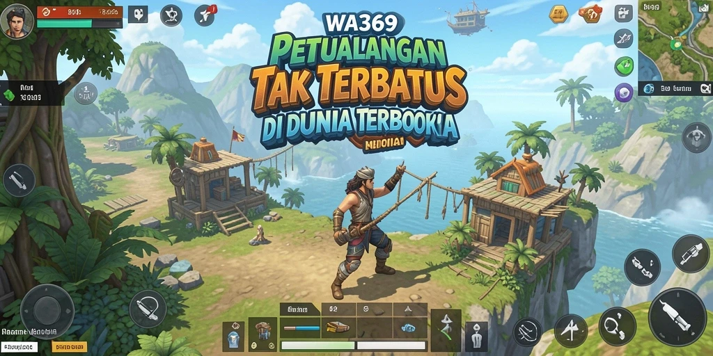 Screenshot utama WA369 menampilkan aksi seru di dunia terbuka.
